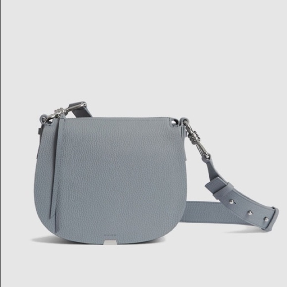 allsaints blue leather crossbody